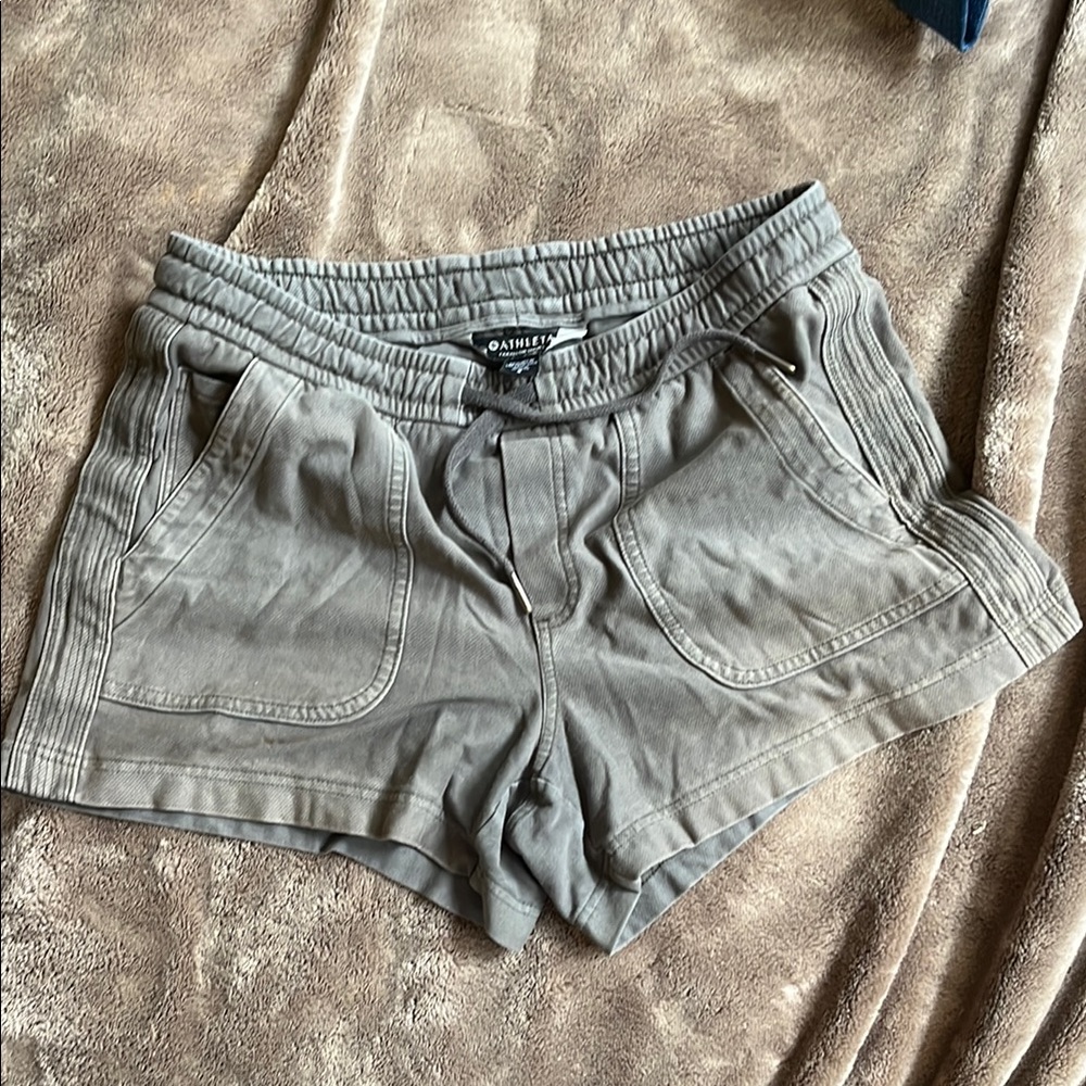 Athleta Gray/Green Athletic Shorts with Elastic Waistband